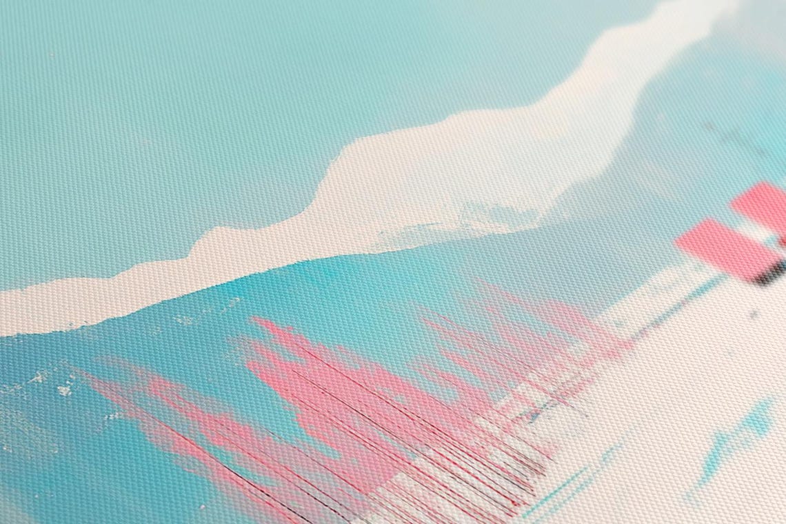 Pastel Snowy Mountain Abstract Winter Landscape Countryside Poster - Image 2