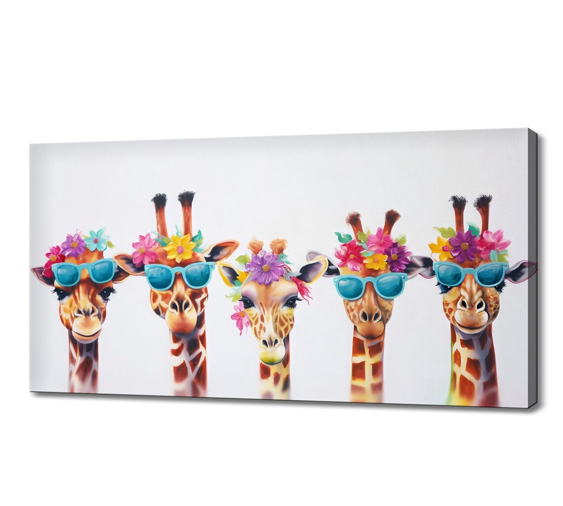 Funky Giraffes Poster Print, Animal Wall Art Decor