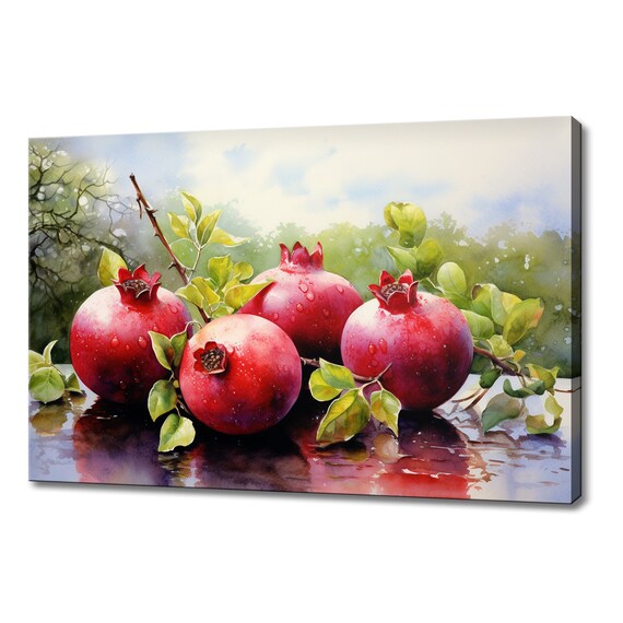 Pomegranate Fruits Watercolour Painting Print Fruits Lover Gift Kitchen Restaurant Wall Art Print Colourful Fruits Wall Decor