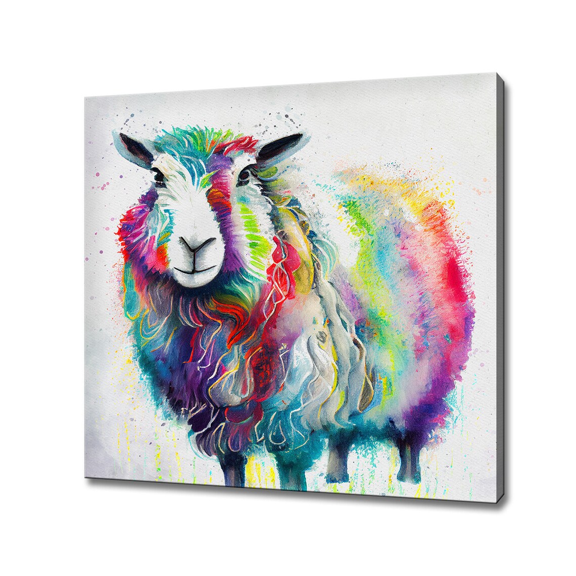 Abstract Woolly Sheep Watercolor Art Print, Colorful