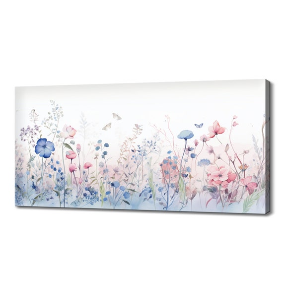Pastel Spring Wildflowers Meadow Watercolor Art Print