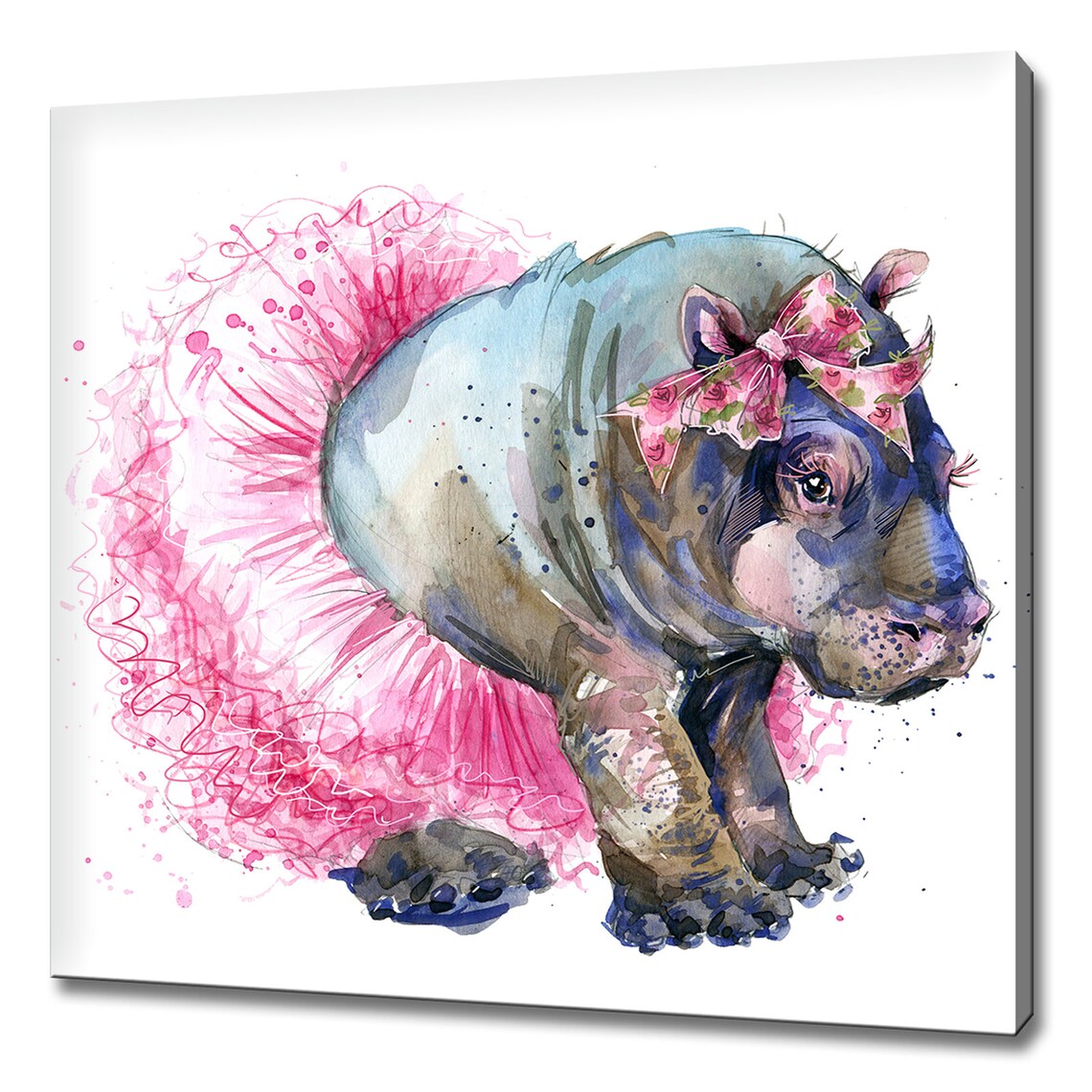 Baby Hippo Poster Print, Cute Wildlife Wall Decor