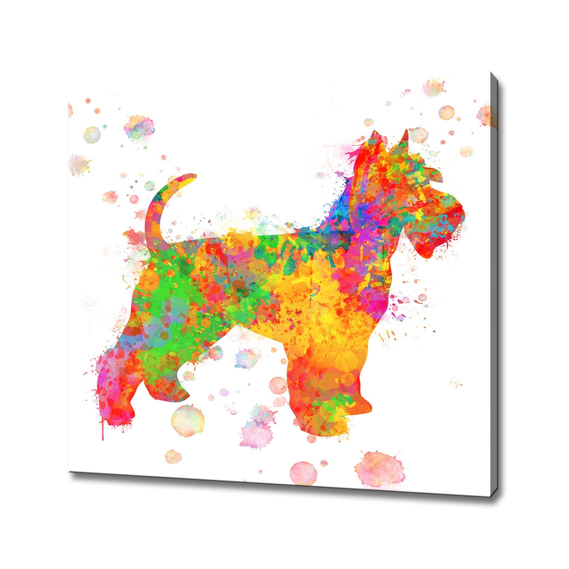 Schnauzer Silhouette Rainbow Watercolor Splash Standing Dog Art Poster