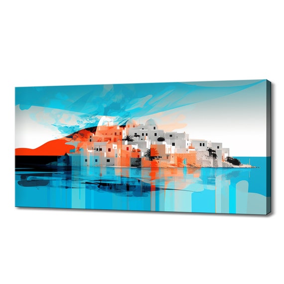 Ibiza Abstract Cityscape Watercolour Print Home Office Decor Travel Gift Colourful Island Skyline Wall Art Handmade Fine Art Print
