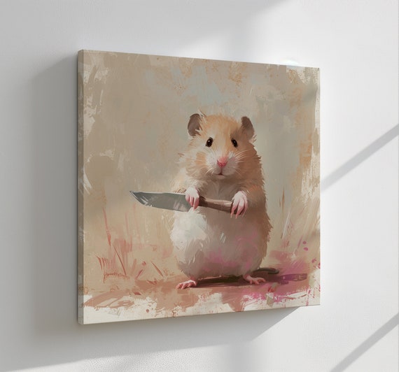 Funny Hamster Animal Wall Art, Hamster Lovers Gift