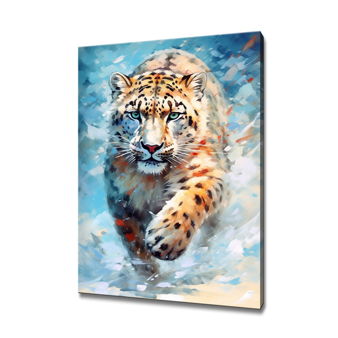 Snow Leopard Colorful Painting, Animal Art Print
