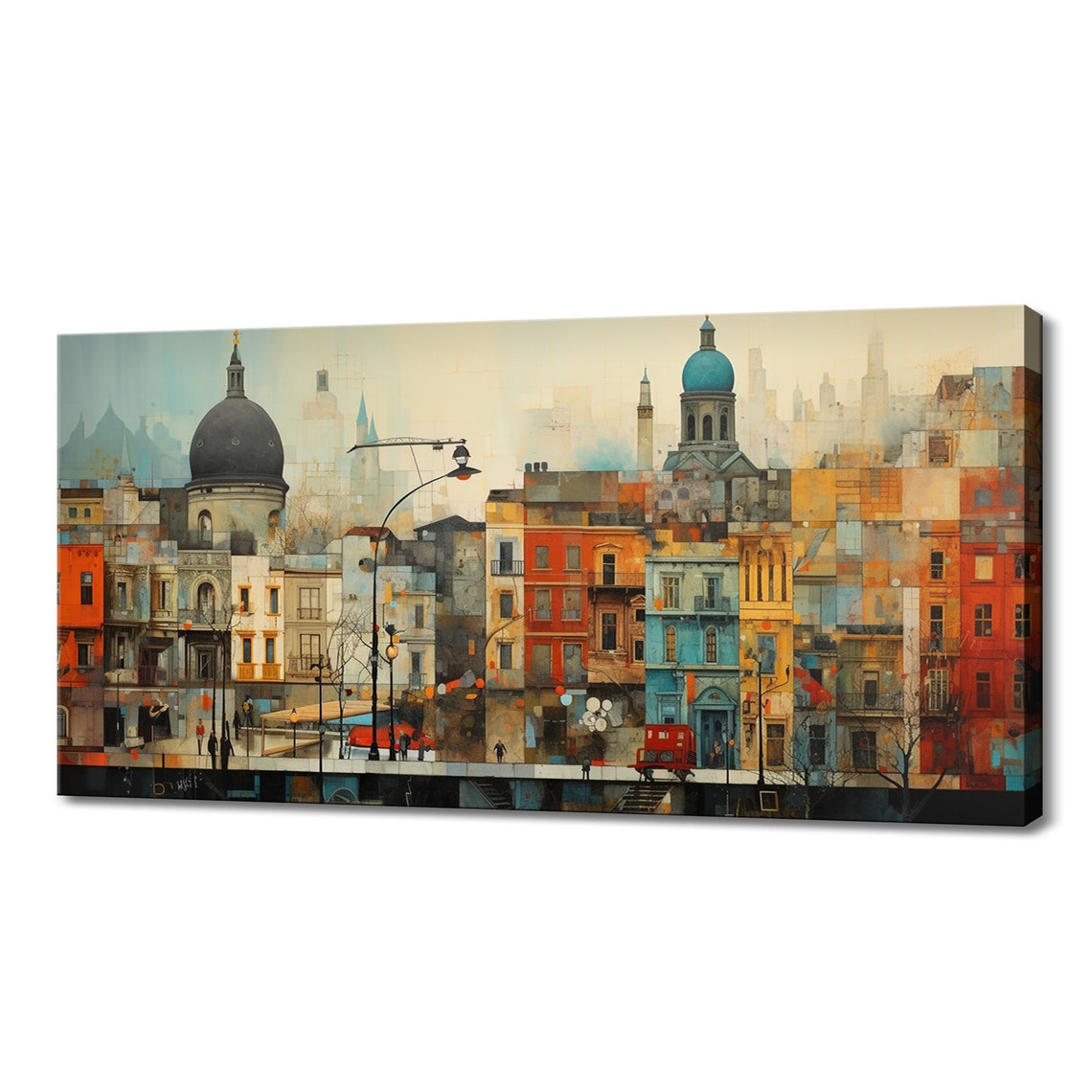 Abstract European Cityscape Colourful Old Town Wall Art Poster