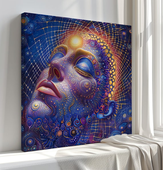 Psychedelic Girl Print Zen Wall Art Relaxing Gift Contemporary Wall Hanging Handmade Art Print Fast Turnaround