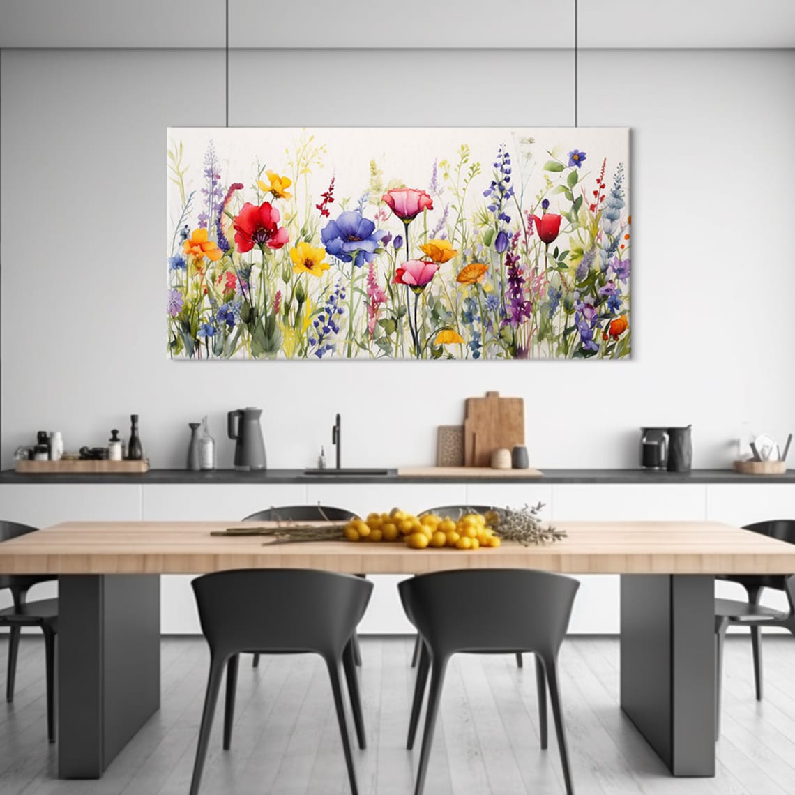 Spring Wildflowers Meadow Field Watercolor Art Print - Image 4
