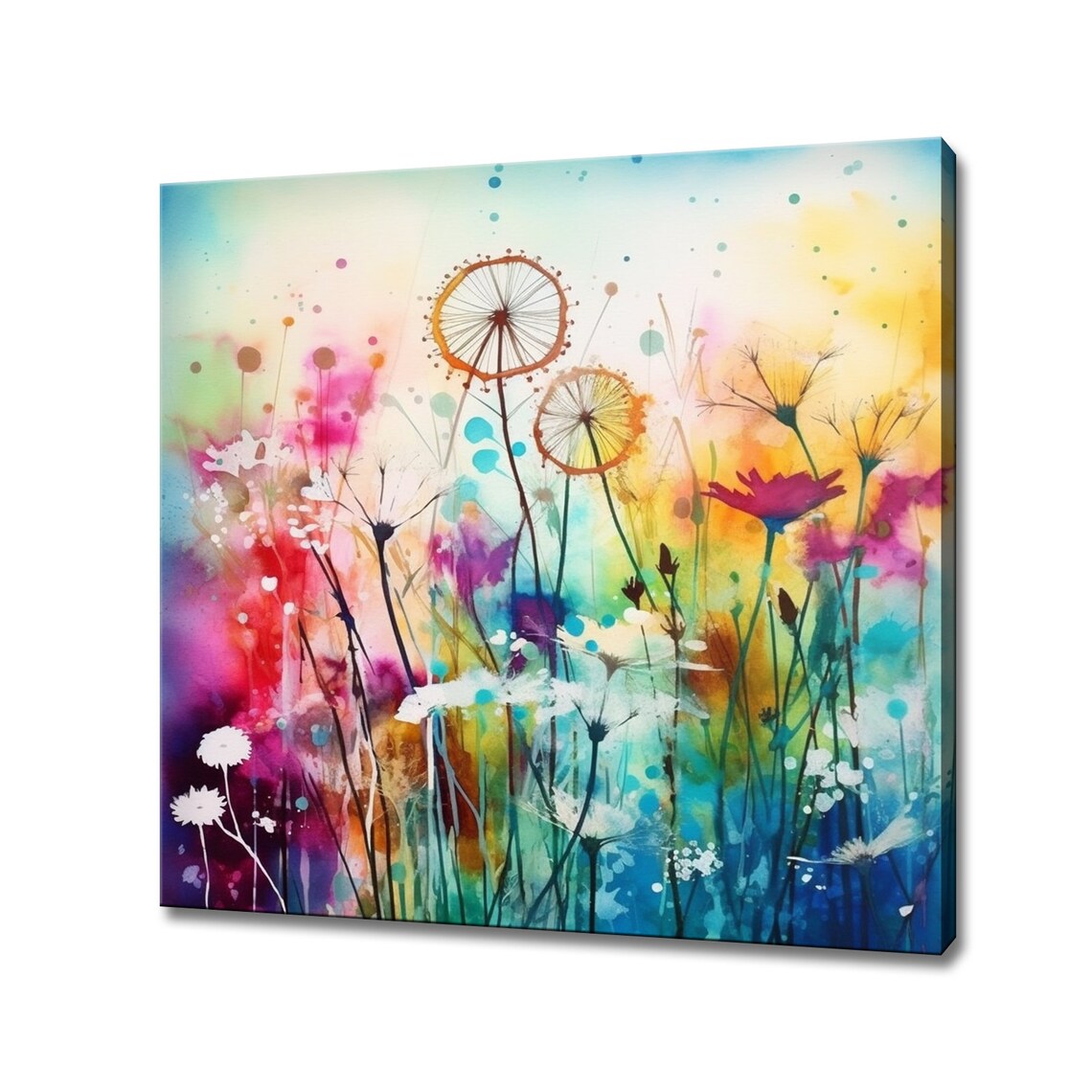 Abstract Colorful Wildflower Meadow Watercolor Floral Art Poster
