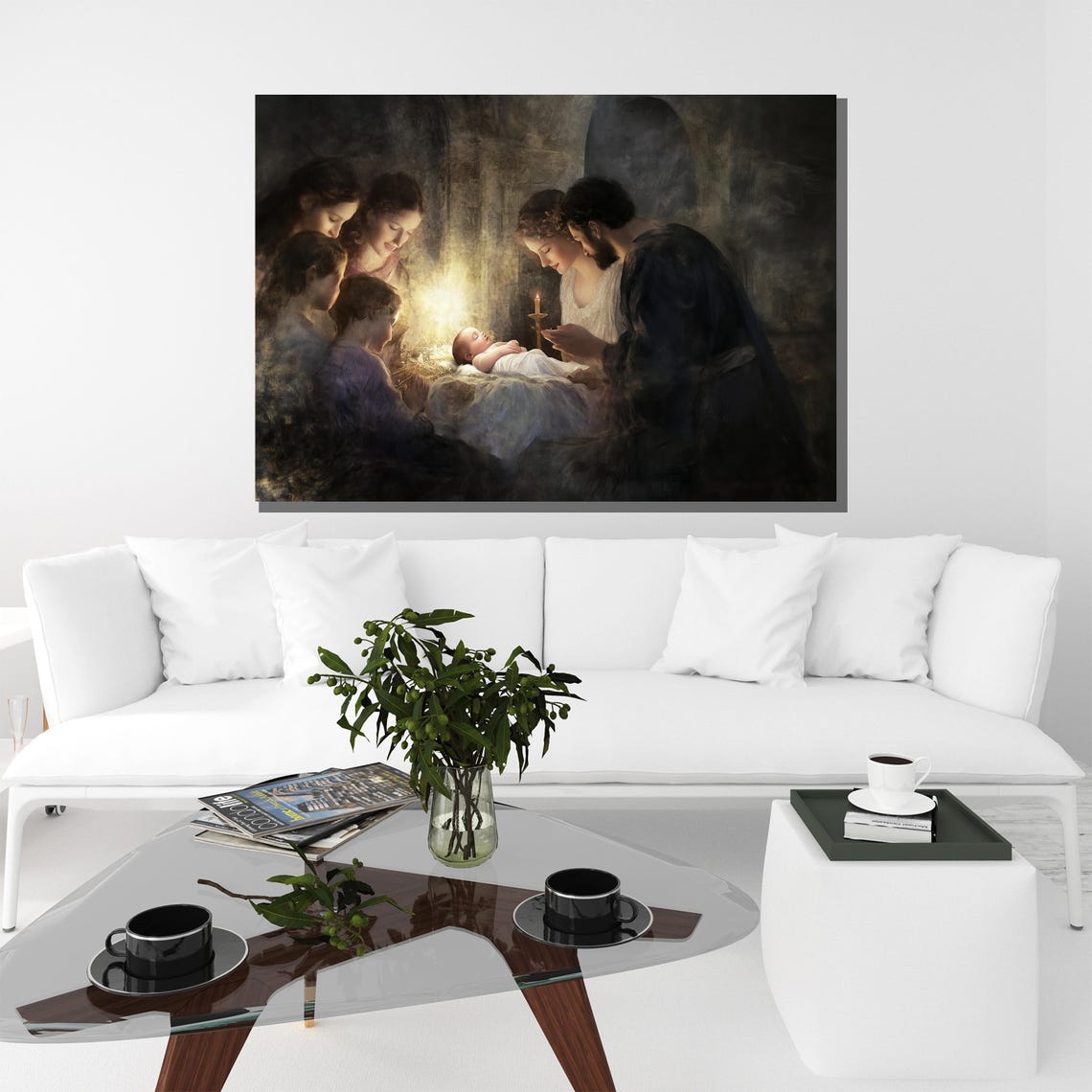 Nativity Scene Holy Family And Baby Jesus Wall Art Christian Religious Decor Spiritual Christmas Painting Faith Inspired Gift - Image 3