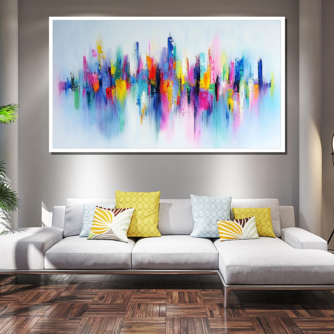 Vibrant Abstract Cityscape Painting Modern Colorful Wall Art Luxury Home Decor Gift For Urban Art Lovers - Image 2