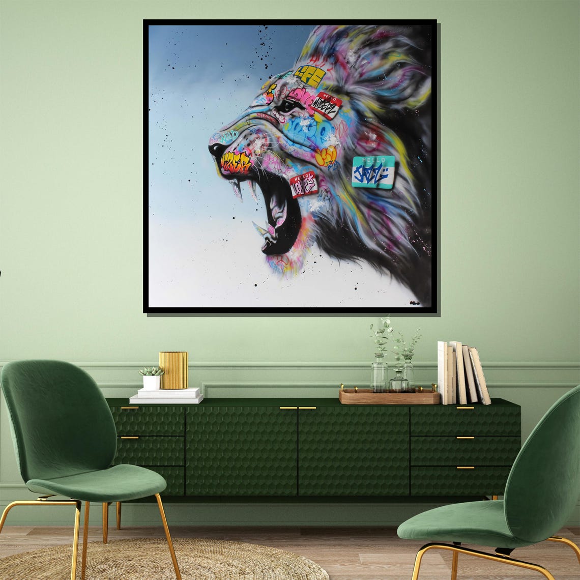 Graffiti Lion Roar Painting Vibrant Wall Art Gift For Modern Home Decor And Bold Statement Piece - Image 4