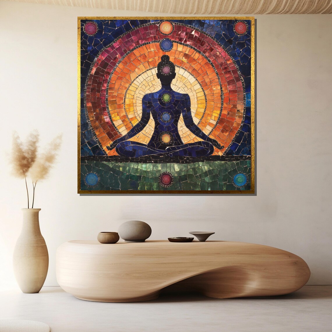Chakra Meditation Mosaic Seven Chakra Yoga Spiritual Wall Poster