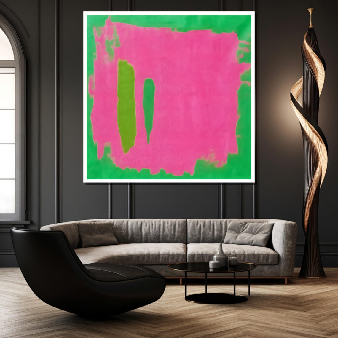 Mark Rothko Pink and Green Bold Contrast Modern Color Poster - Image 4