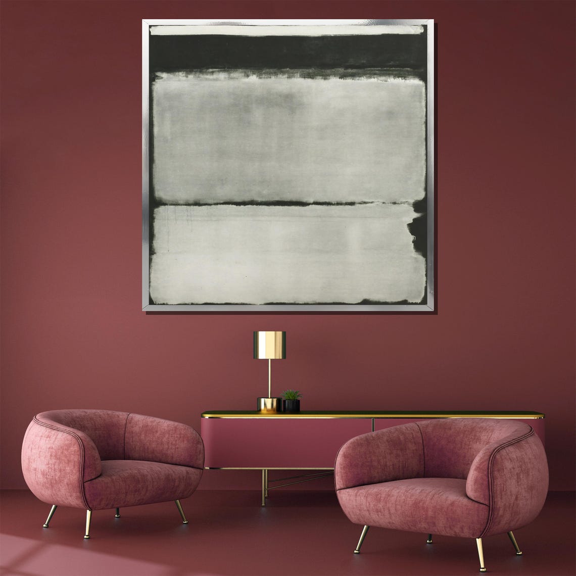Black and White Abstract Color Field Modern Minimalist Poster - Image 5
