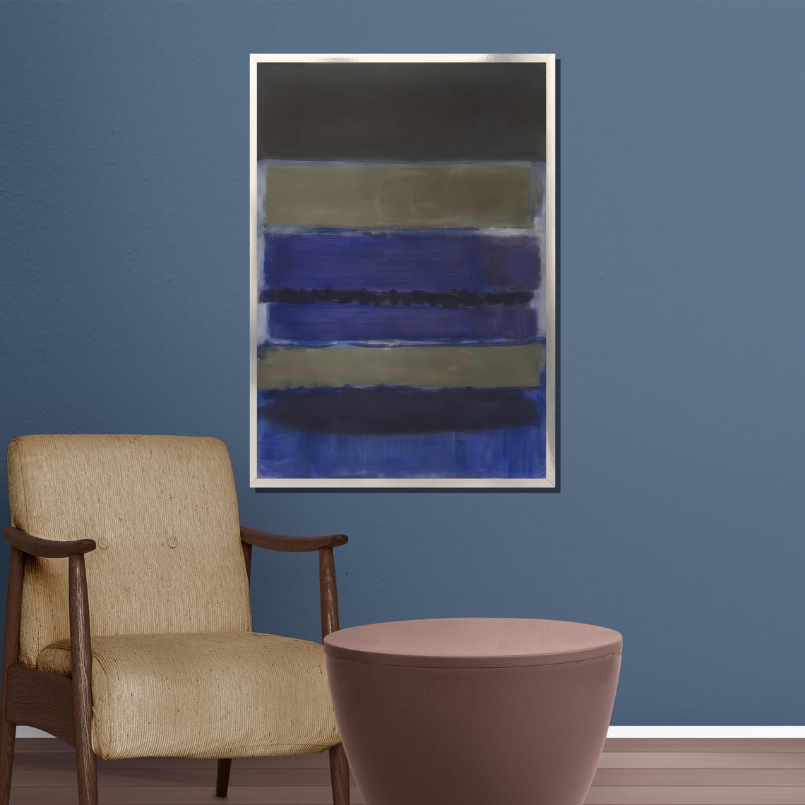 Blue and Gray Horizontal Color Bands Modern Minimal Abstract Poster - Image 5