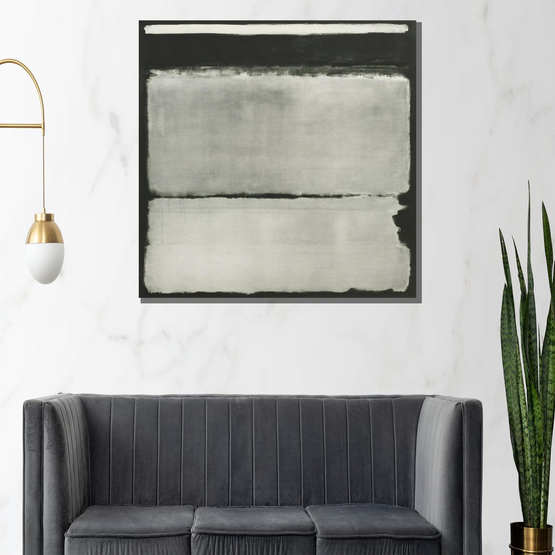 Black and White Abstract Color Field Modern Minimalist Poster - Image 3