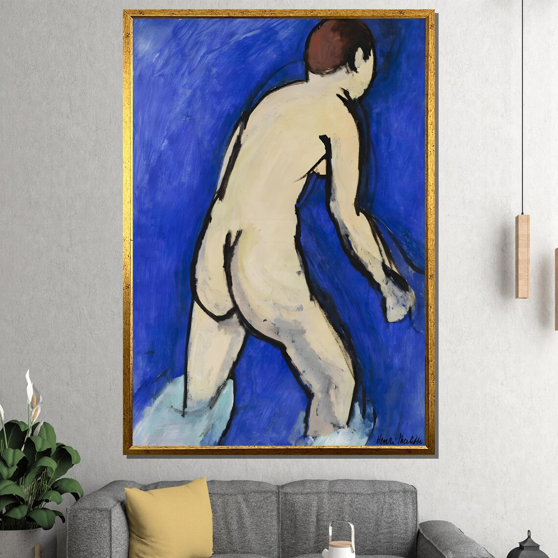 Henri Matisse Nude Figure on Vivid Blue Background Art Poster