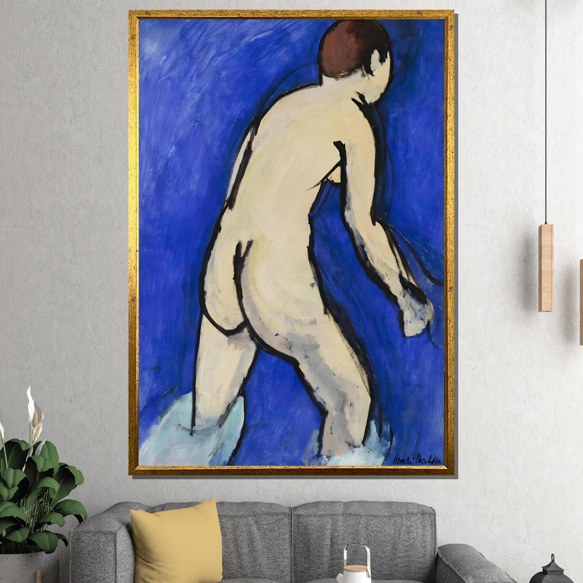 Henri Matisse Painting Nude Against Blue Background Modern Art Wall Decor Unique Gift For Home Or Office