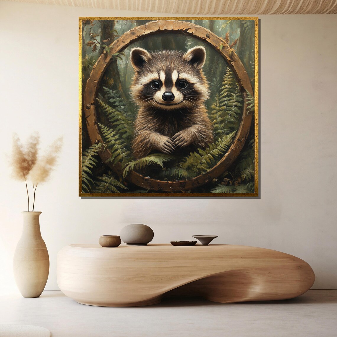 Adorable Baby Raccoon In Forest Woodland Ring Nursery Cute Poster