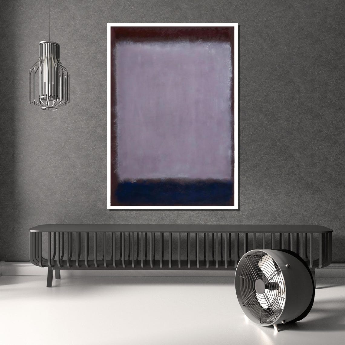 Dusty Lavender and Deep Navy Moody Color Field Abstract Poster - Image 4