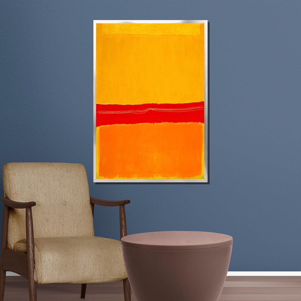 Golden Yellow Red Stripe and Tangerine Abstract Color Field Poster - Image 5