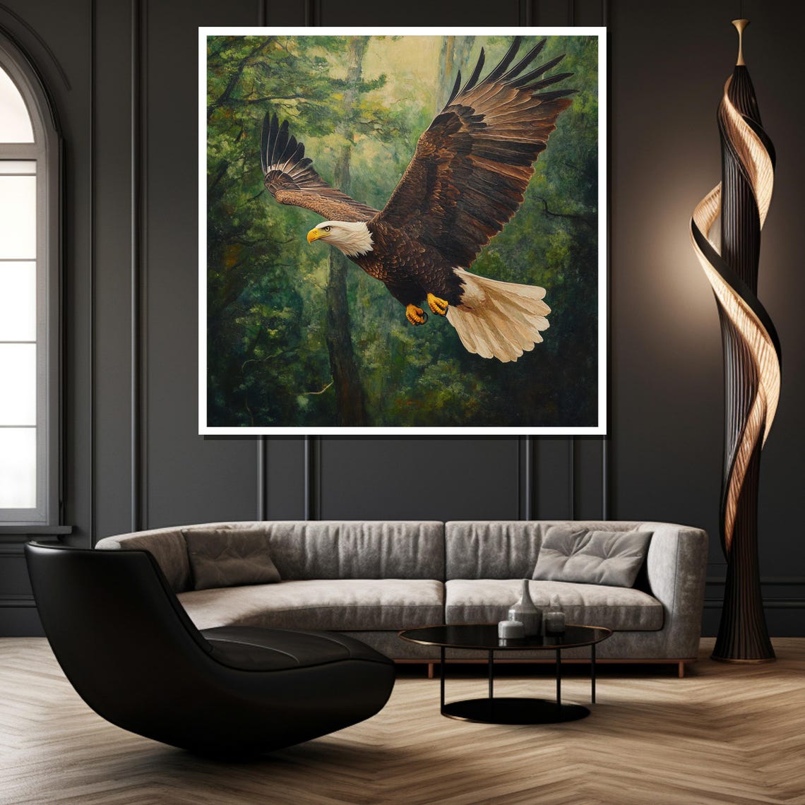 Majestic Bald Eagle Soaring Over Green Forest Wildlife Poster - Image 2