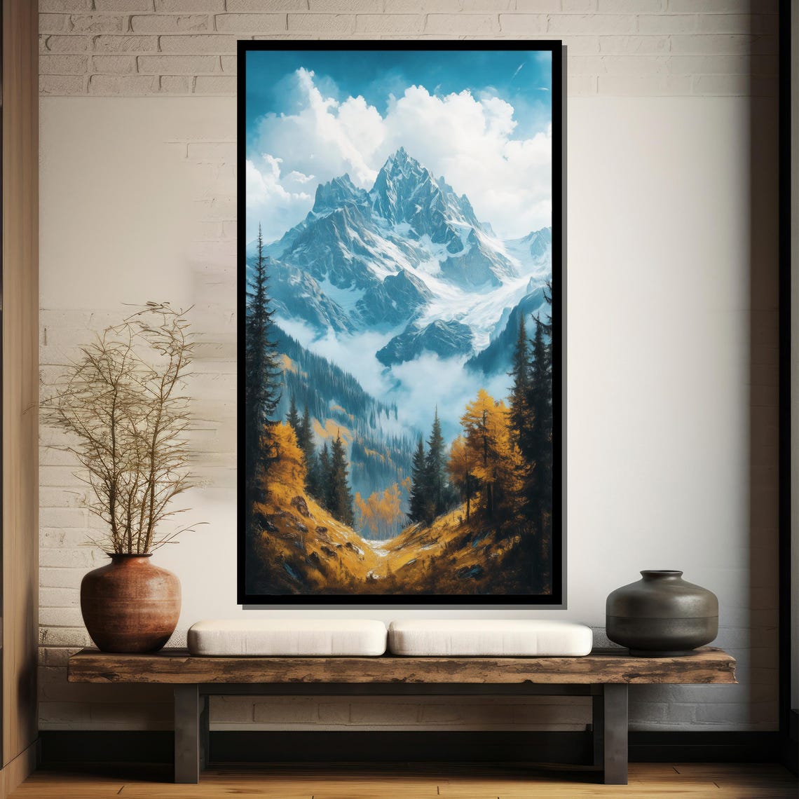 Majestic Mountain Landscape Painting Stunning Wall Art Gift For Living Room Or Bright Modern Interior Spaces - Image 4