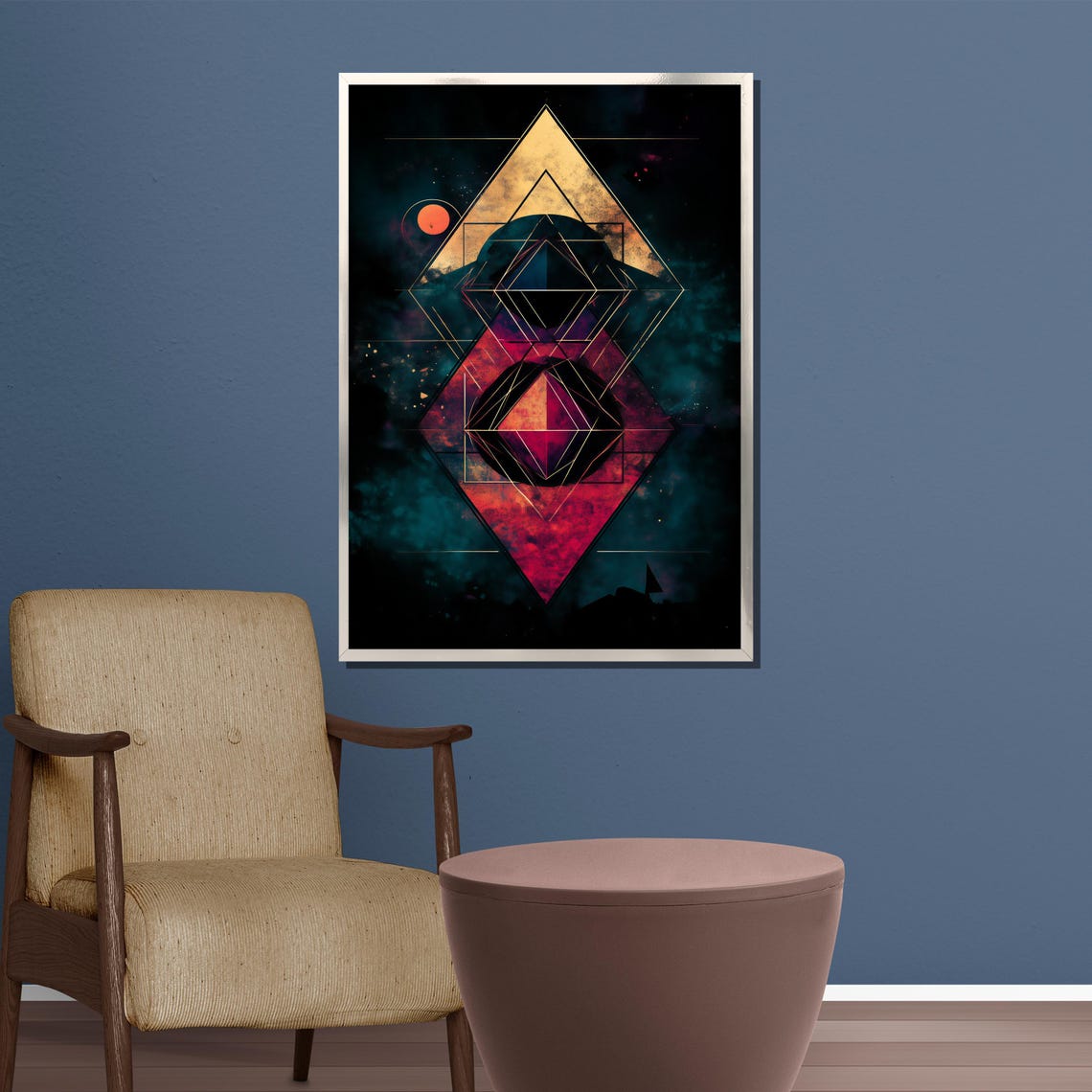 Geometric Abstract Painting Vibrant Wall Art And Unique Gift For Modern Home Office Or Contemporary Interior Dcor - Image 3