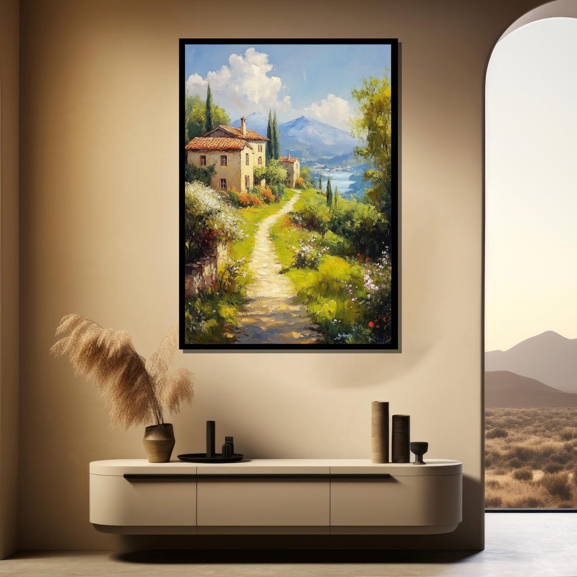 Italian Countryside Villa Cypress Trees and Garden Path Poster - Image 4