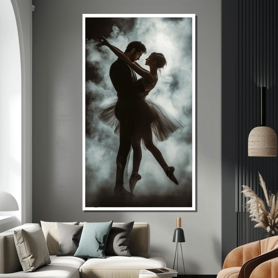 Romantic Ballet Couple Painting Elegant Dance Wall Art And Unique Gift For Ballet Enthusiasts - Image 2