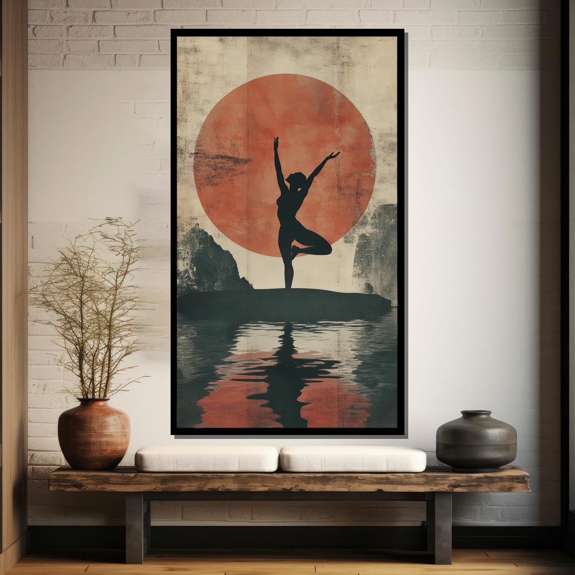 Sunset Yoga Silhouette Painting Minimalist Wall Art And Gift For Wellness Yoga And Home Decor - Image 4