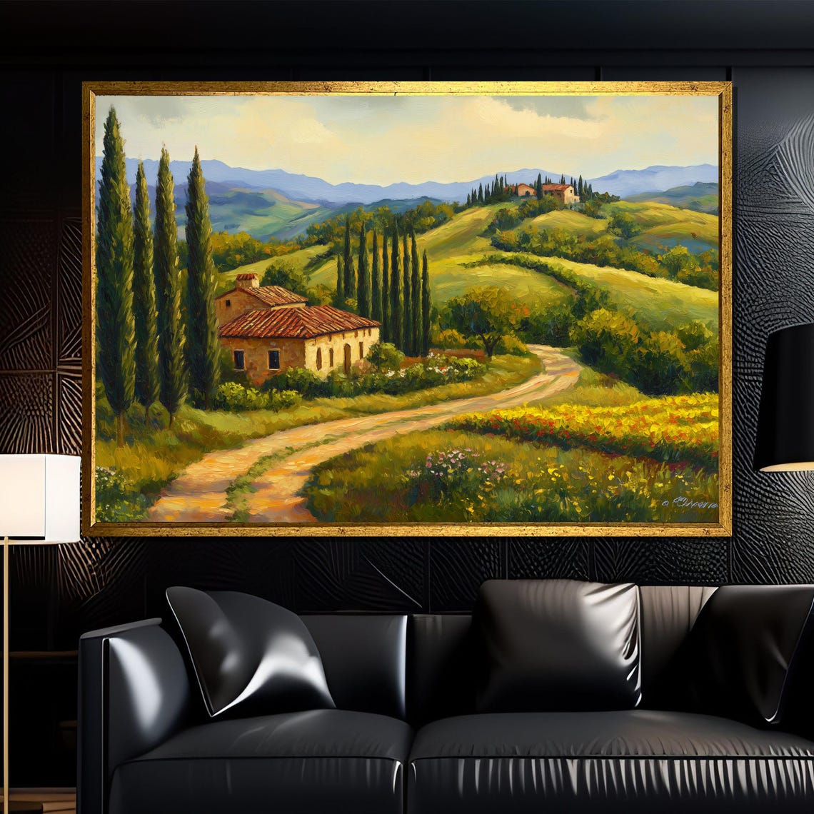 Beautiful Rolling Tuscan Countryside Villa Cypress Hills Poster