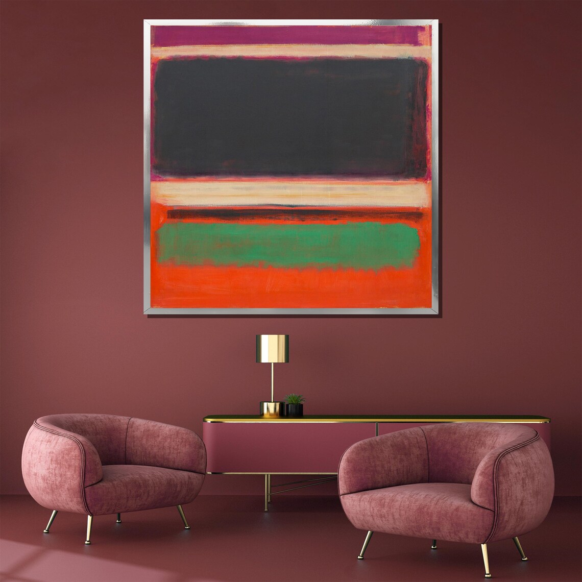 Mark Rothko Black Green Orange Vibrant Color Field Abstract Poster - Image 5