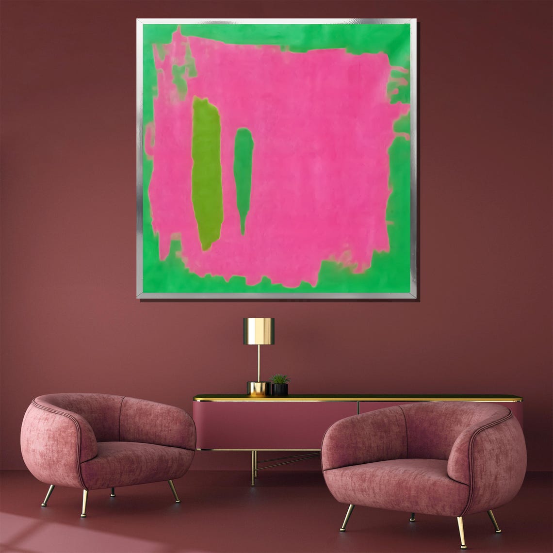 Mark Rothko Pink and Green Bold Contrast Modern Color Poster - Image 5