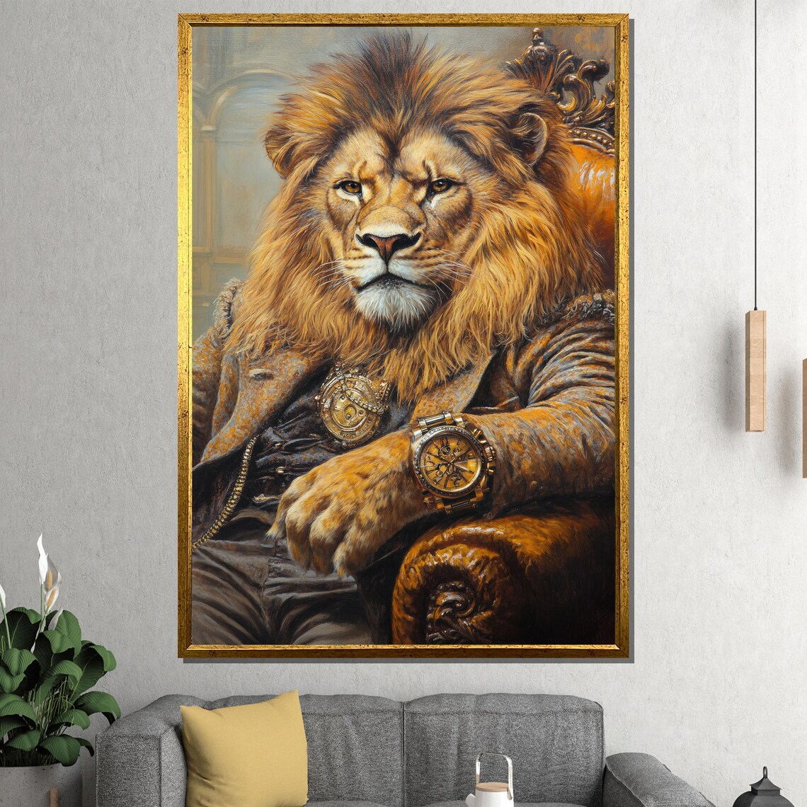 Dapper Lion Gentleman In Tweed Suit Gold Watch Funny Gift Poster