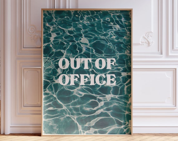 Out Of Office Print Pool Wall Art Summery Poolside Summer Funny Trendy Living Room