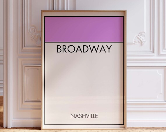 Broadway Nashville Pink Metro Style Typography Travel Poster