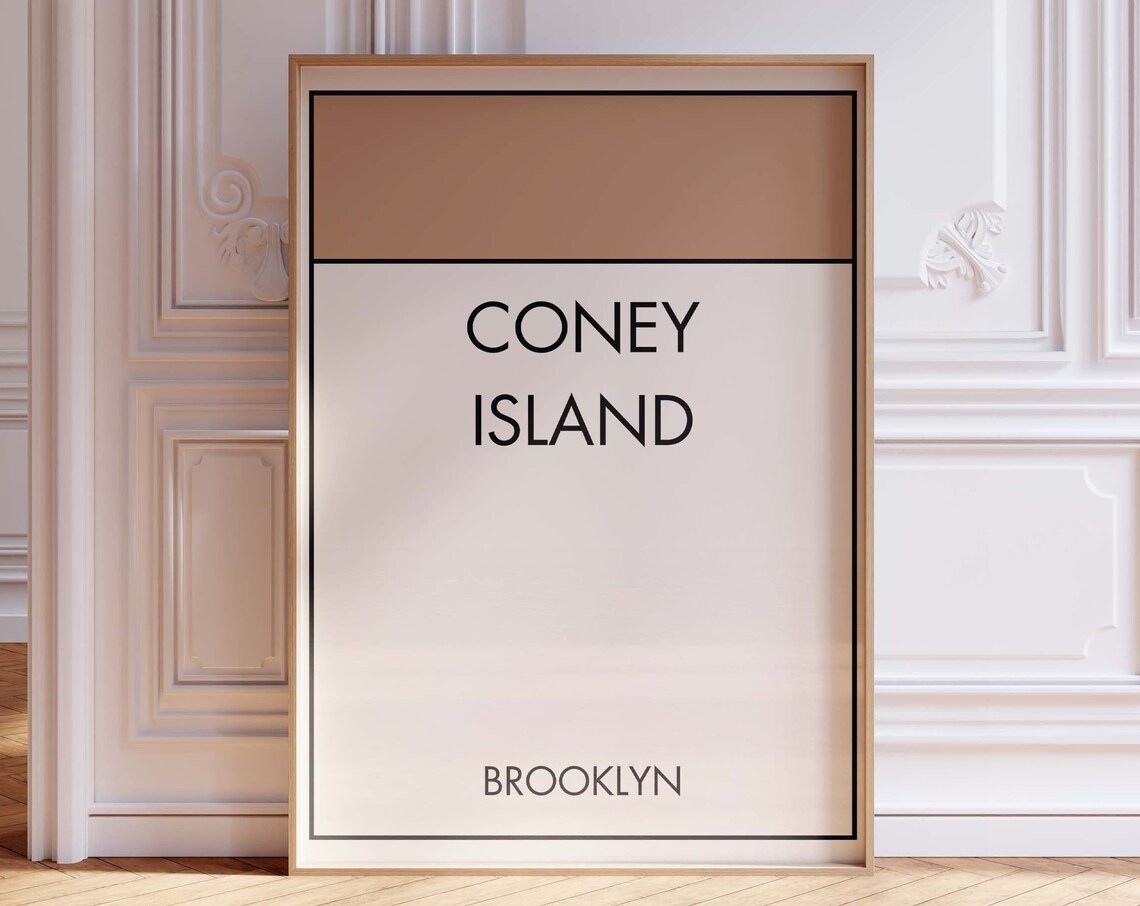 Coney Island Brooklyn Monopoly Style Property Card Poster Art