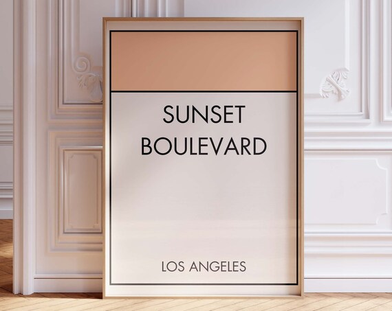 Sunset Boulevard Los Angeles City Street Sign Style Art Print