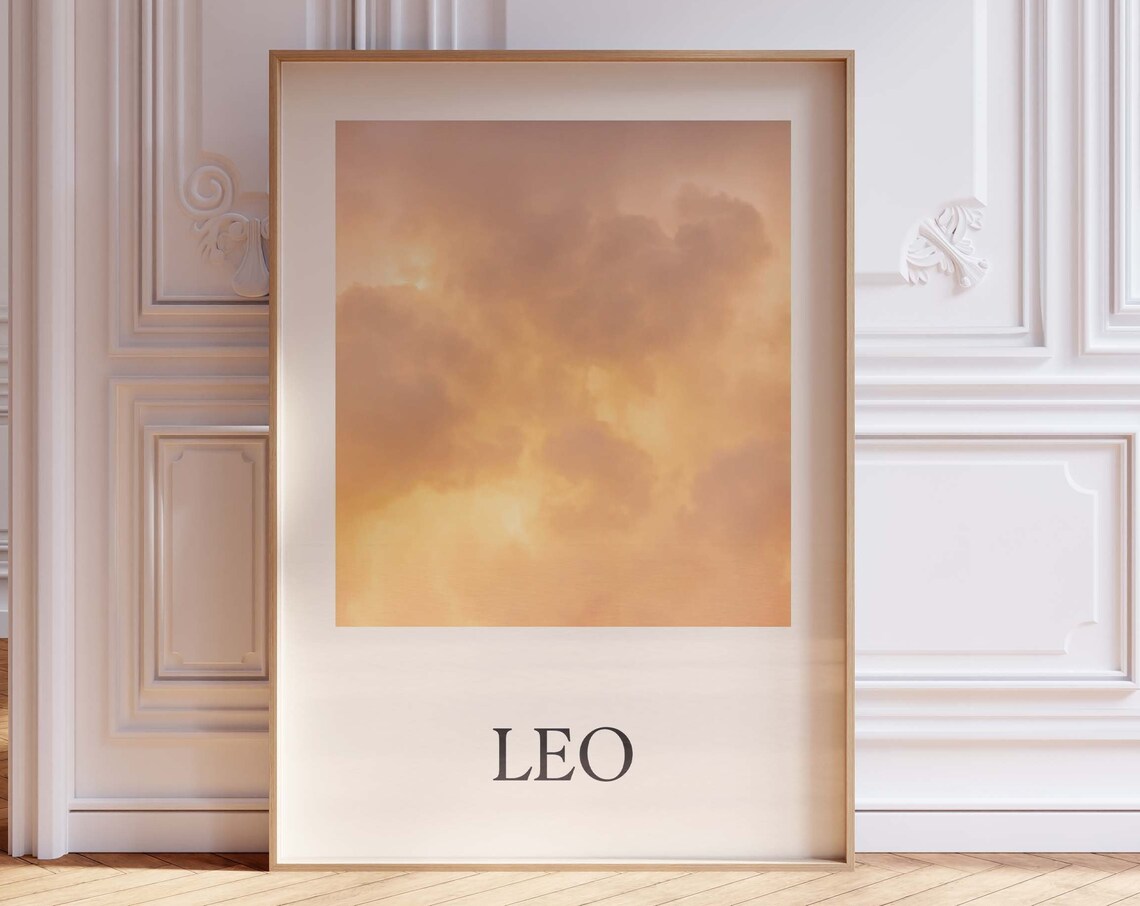 Leo Zodiac Sign Golden Cloud Sky Astrology Minimalist Poster