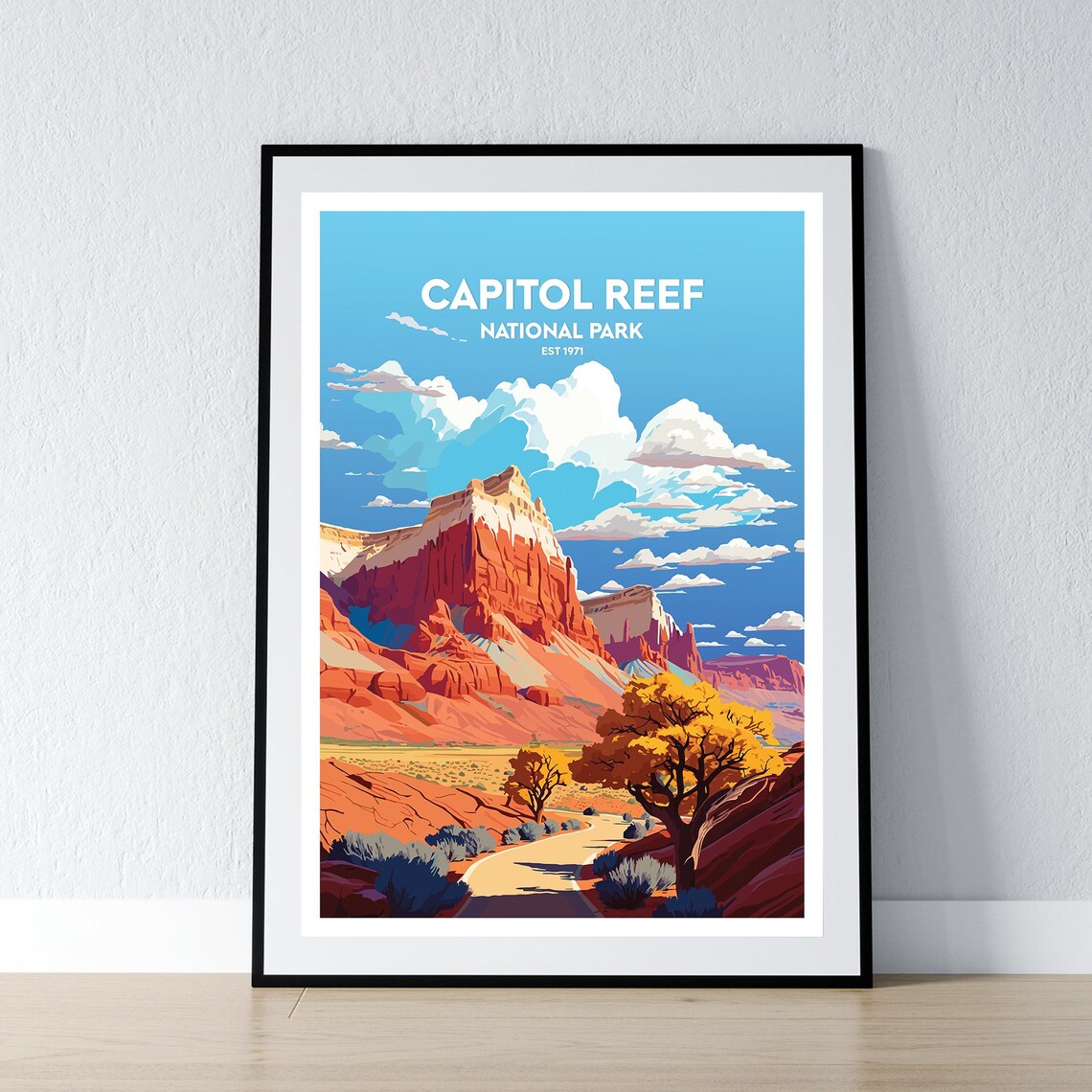 Capitol Reef National Park Red Rock Desert Vintage Travel Poster