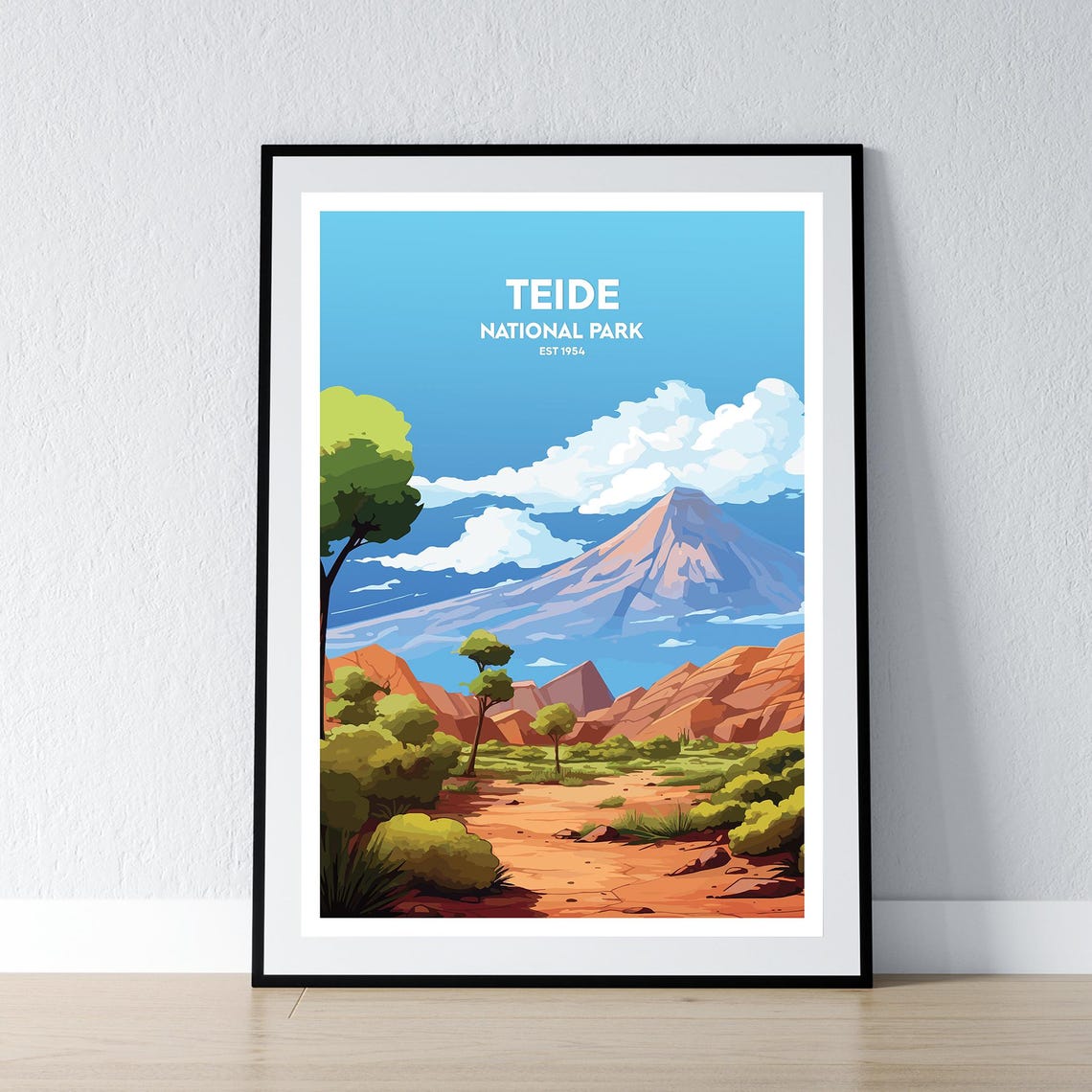 Teide National Park Est 1954 Volcano Desert Vintage Travel Poster