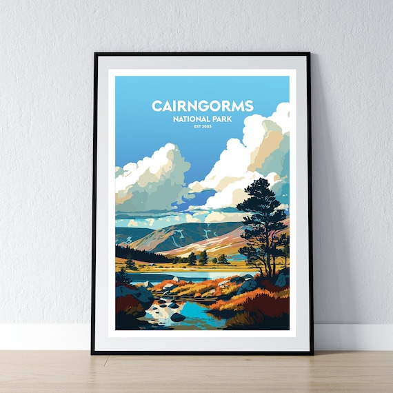Cairngorms National Park Est 2003 Mountain Lake Travel Poster