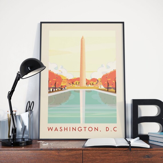 Washington DC Vintage Travel Poster, Monument Print