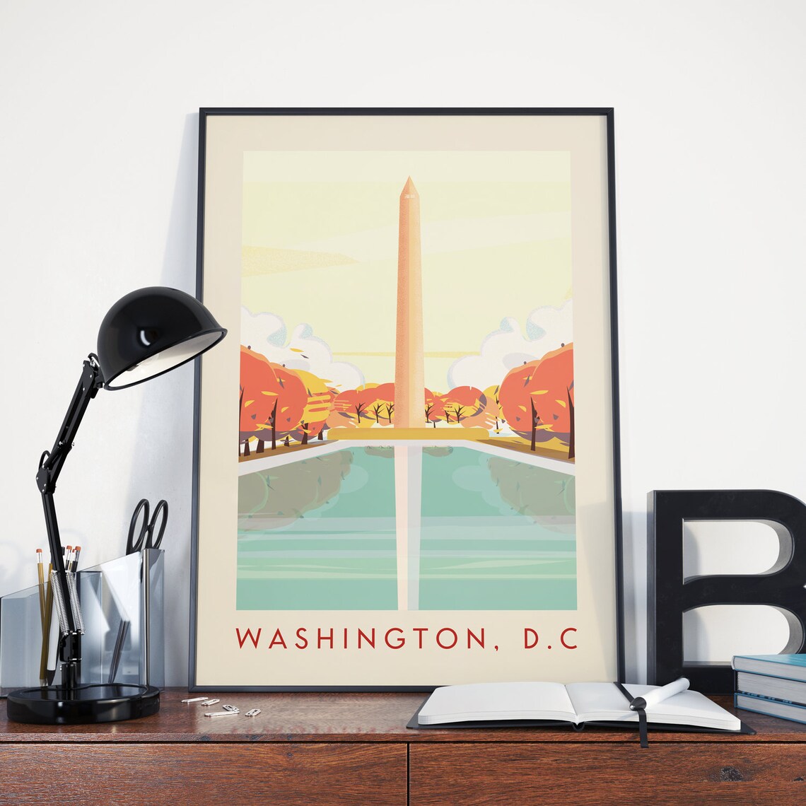 Washington DC Vintage Travel Poster, Monument Print