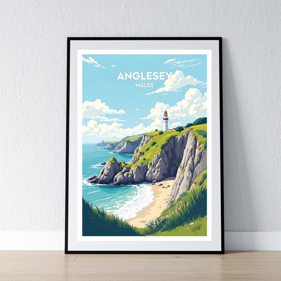 Anglesey Poster Wales Print Welsh Wall Art Gift Travel Home Decor Illustration