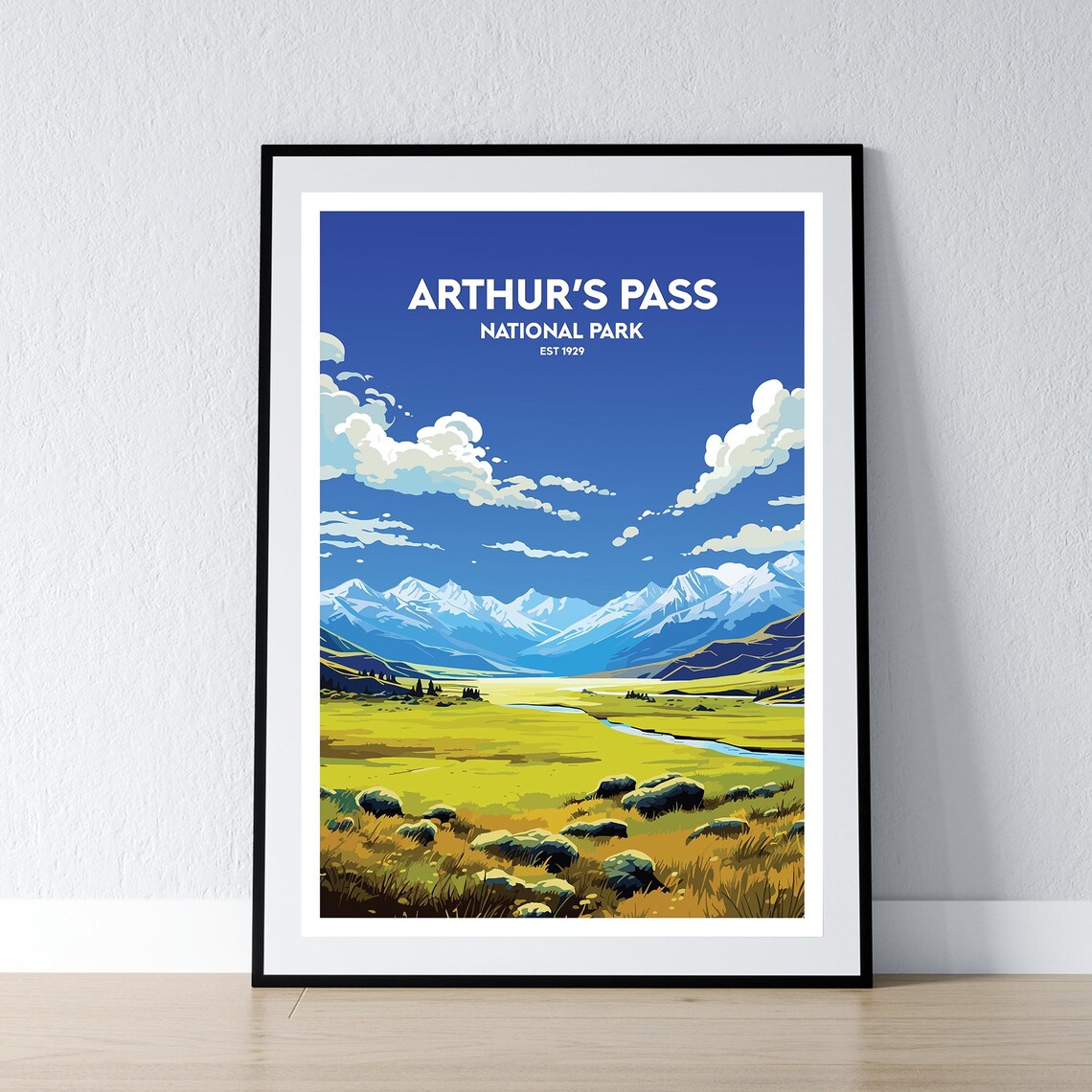Arthurs Pass National Park Est 1929 Vintage Travel Art Poster