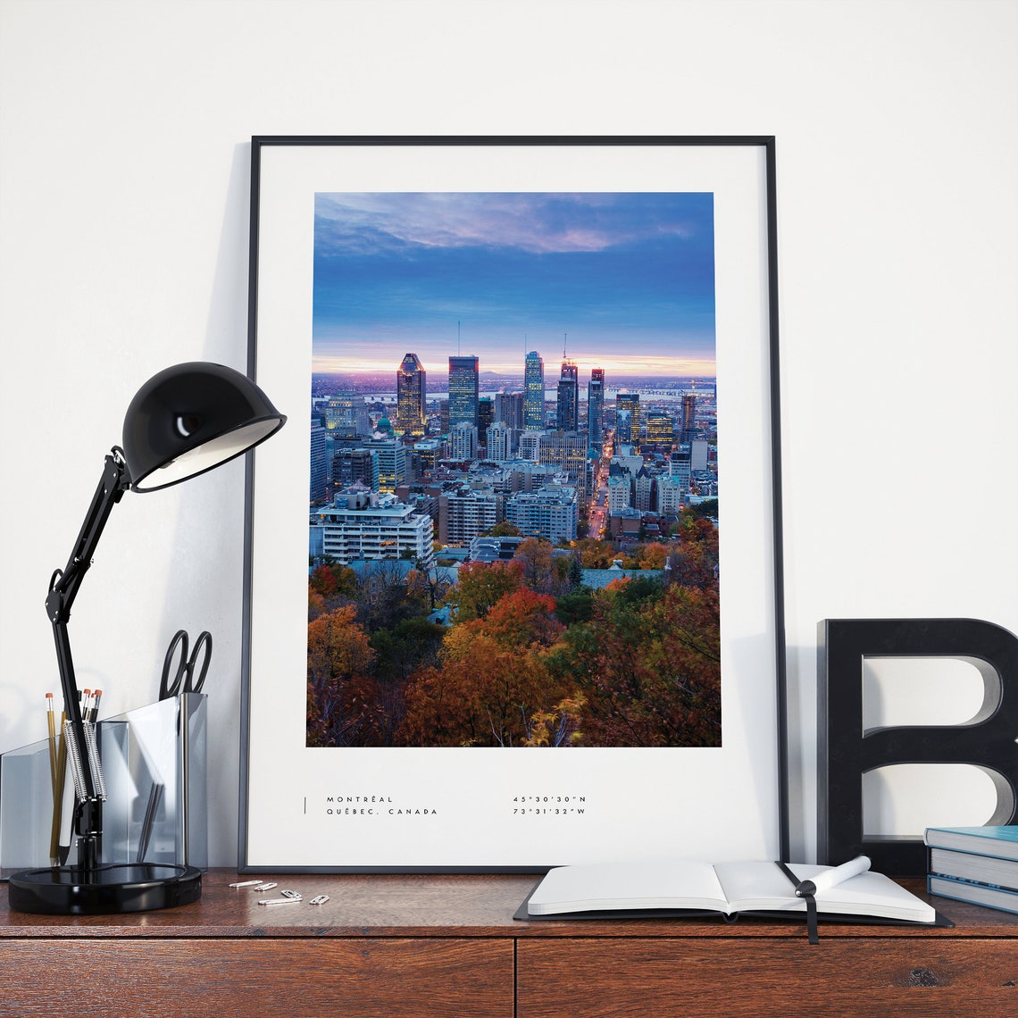 Montreal Quebec Canada Downtown Skyline Coordinates Photo Print